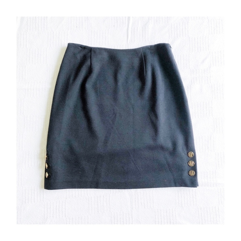 Cache Wool Pencil Skirt Button Accents size 10